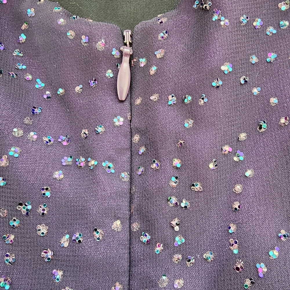 Reggio dress gown beaded purple maxi colorful rhinestone covered fabric - Picture 13 of 15